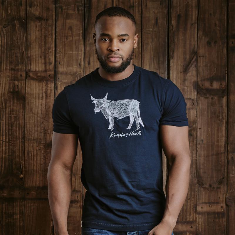 Kingsley Angled Nguni Stitch Crew Tee  - Midnight