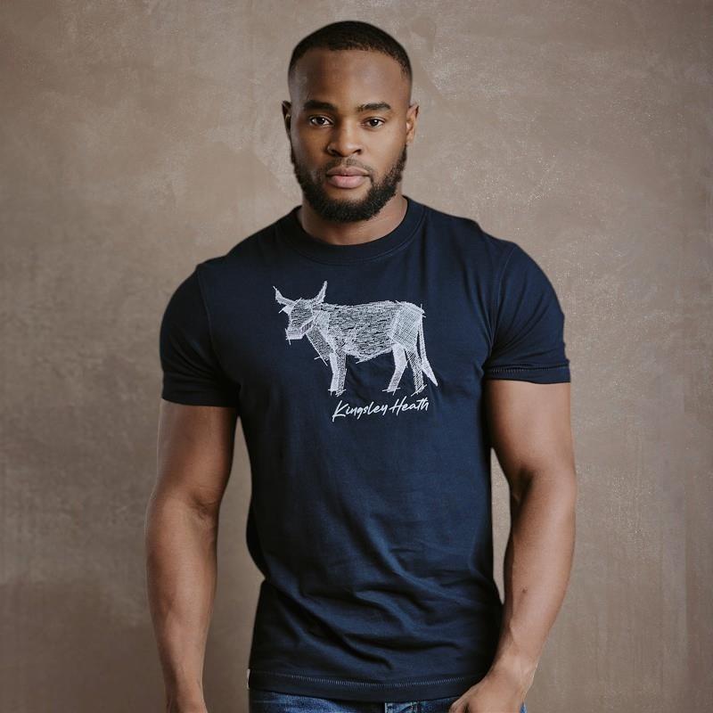 Kingsley Angled Nguni Stitch Crew Tee - Midnight