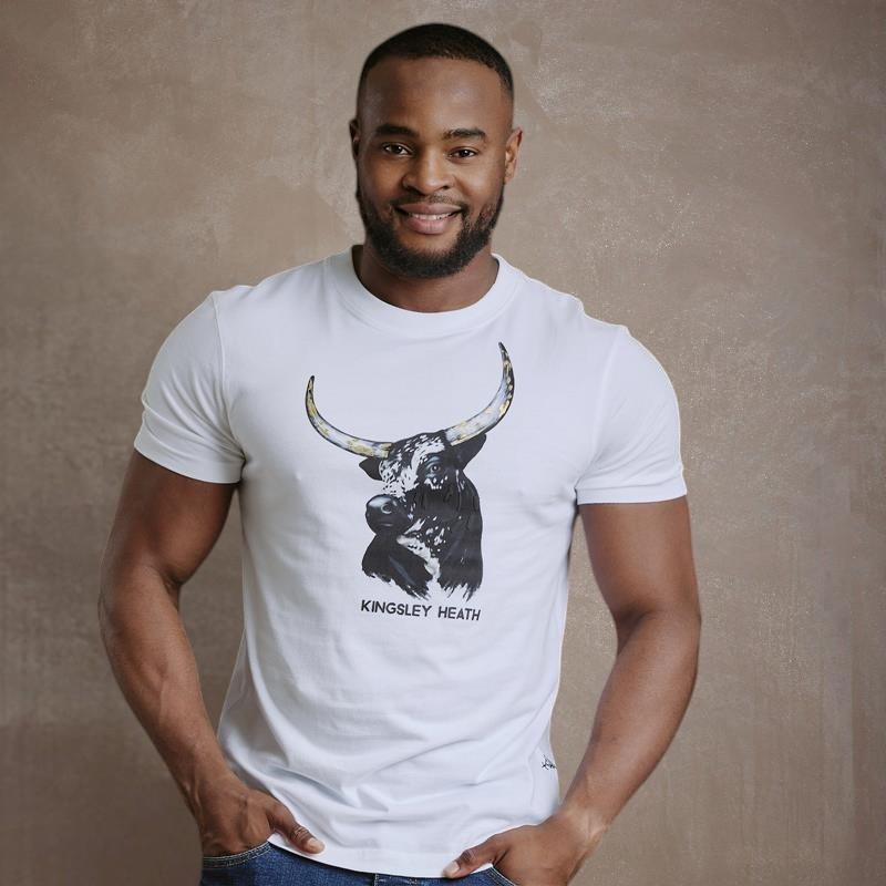 Kingsley Face On  Nguni Crew Tee - Pelican