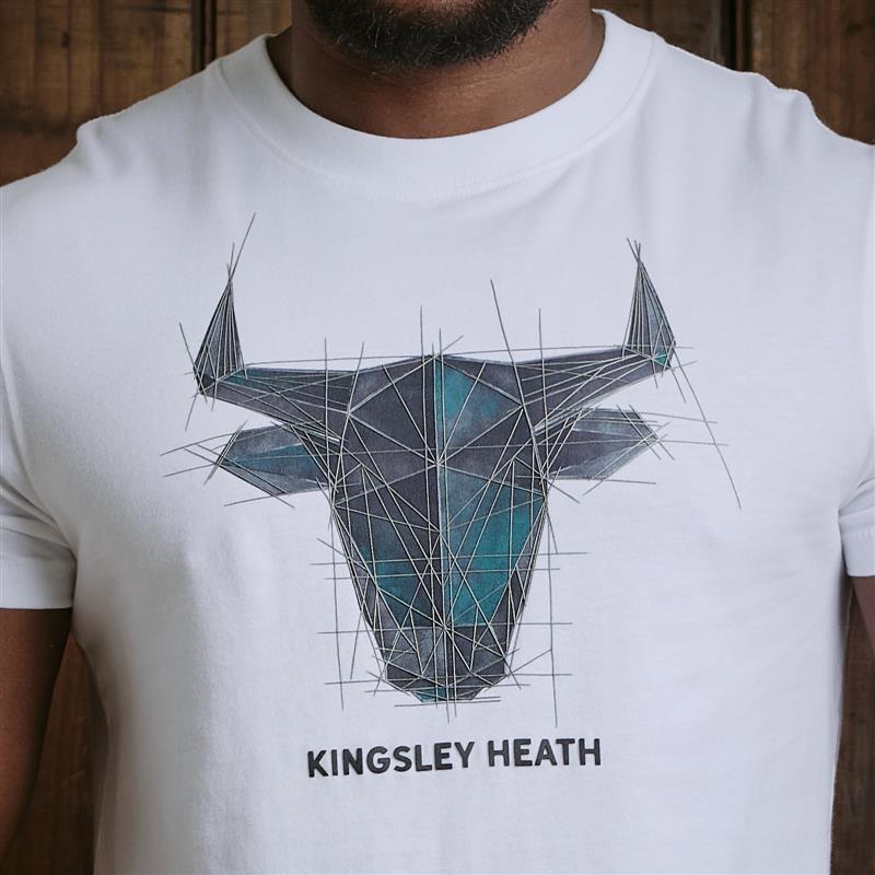 Kingsley Half And Half Geo Skull Crew Tee - Pelican