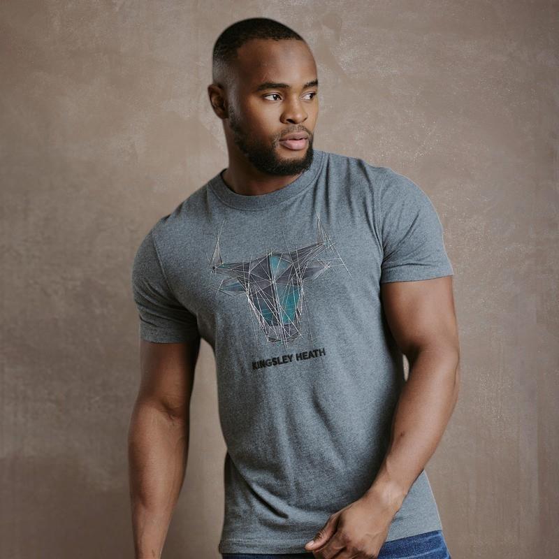 Half And Half Geo Skull Crew Tee - Jackal