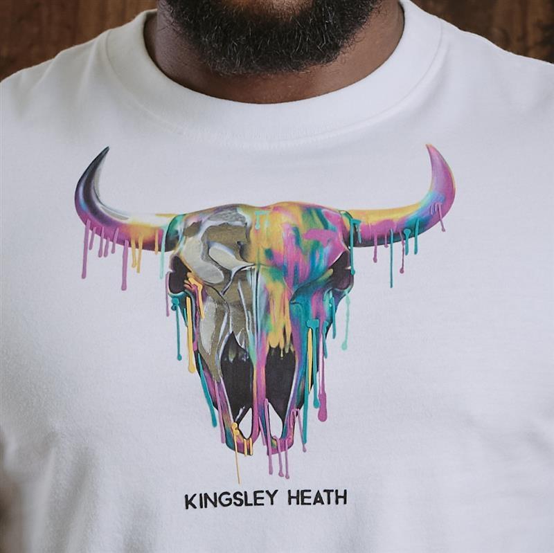 Kingsley Drip Skull Crew Tee - Pelican
