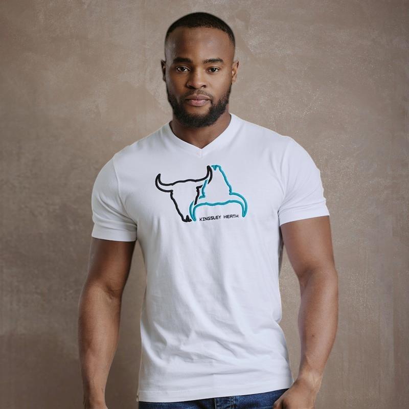 Kingsley Invert Skull V-Neck Tee - Pelican