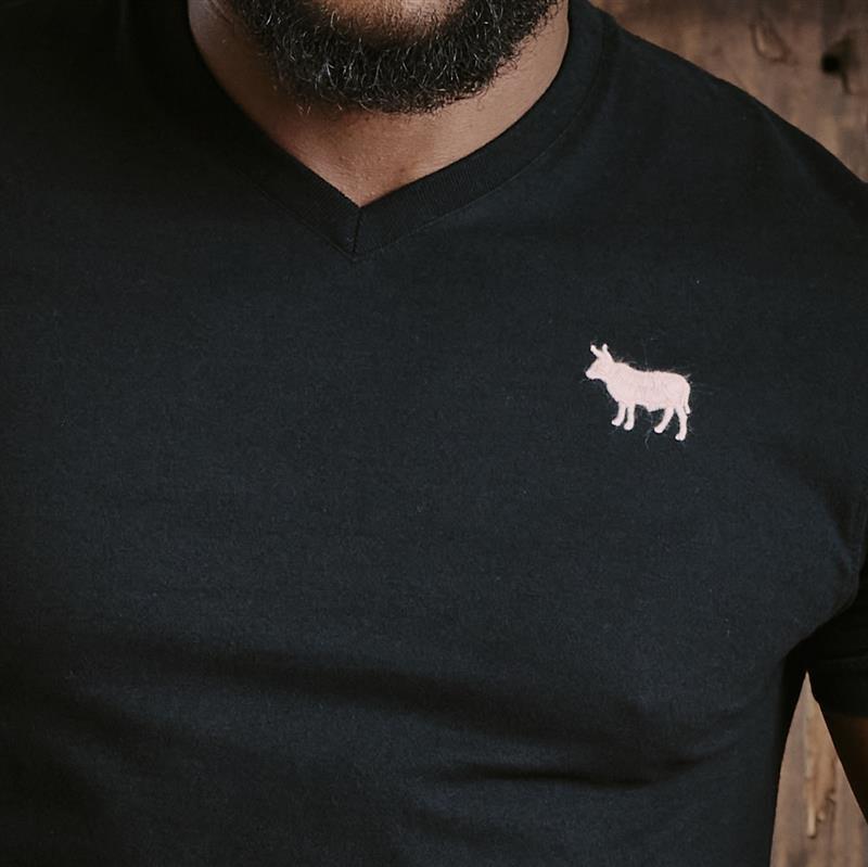 Kingsley Wool Embroidery POP V-Neck Tee  - Mamba