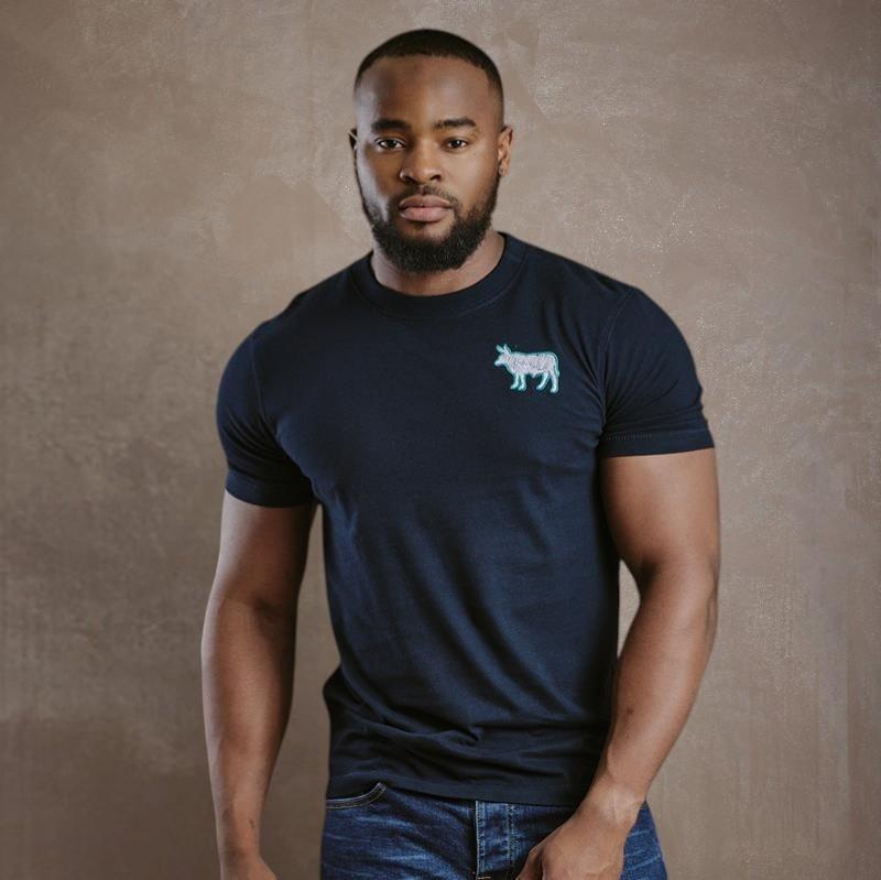 Kingsley Lux Embroidered Nguni Crew Tee - Midnight