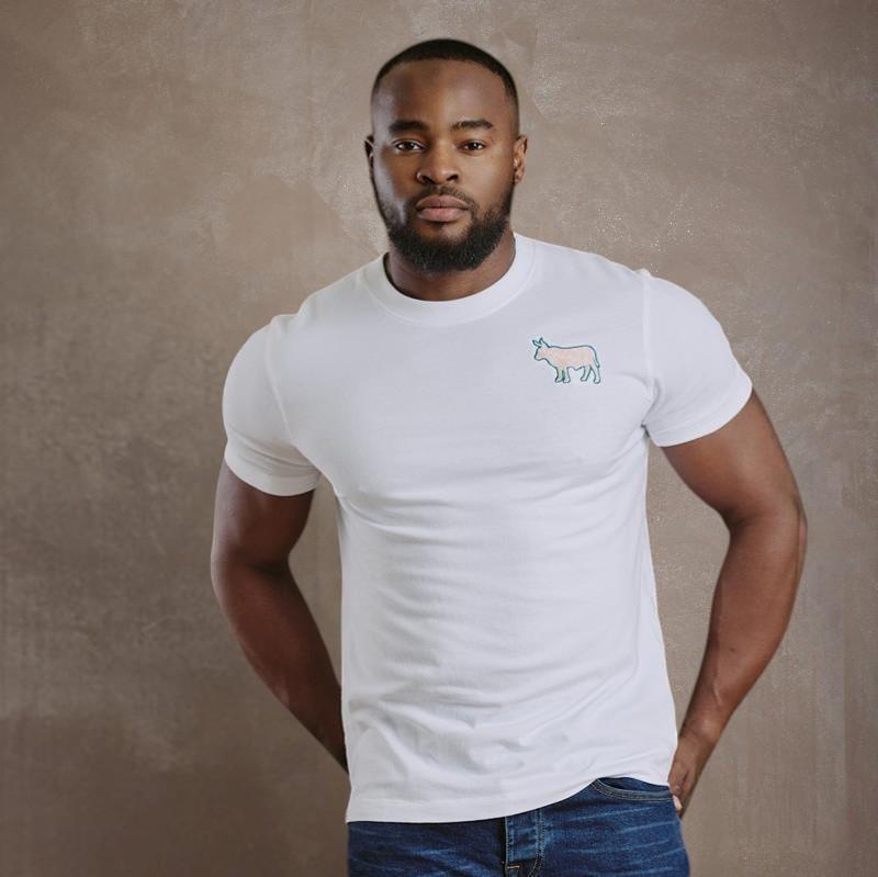Kingsley Lux Embroidered Nguni Crew Tee - Pelican