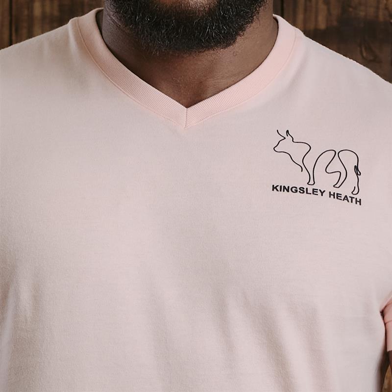 Kingsley Abstract Nguni V-Neck Tee - Trout