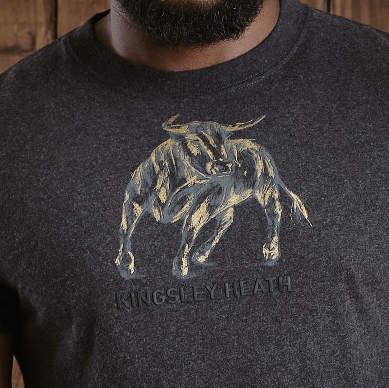 Kingsley Charging Bull Crew Tee - Gravel