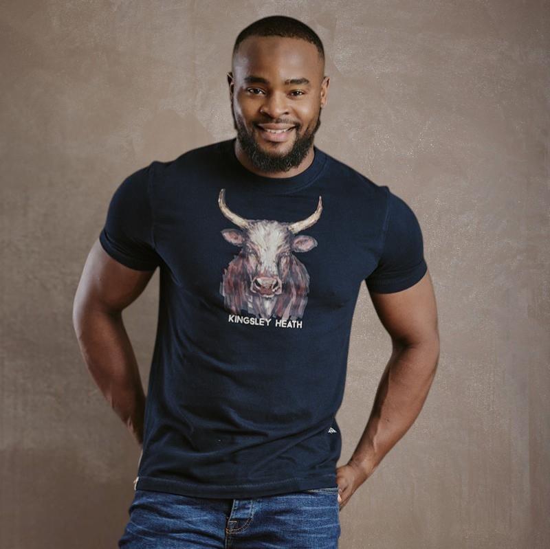 Kingsley Square Brush Stroke Nguni Crew Tee - Midnight