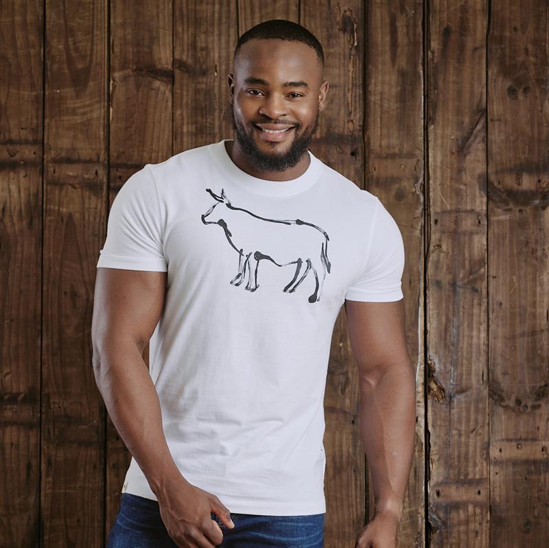 Kingsley Nguni Highlighter Outline Crew Tee - Pelican