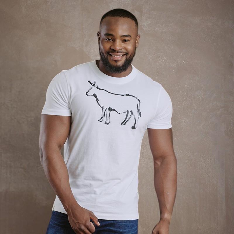 Kingsley Nguni Highlighter Outline Crew Tee - Pelican