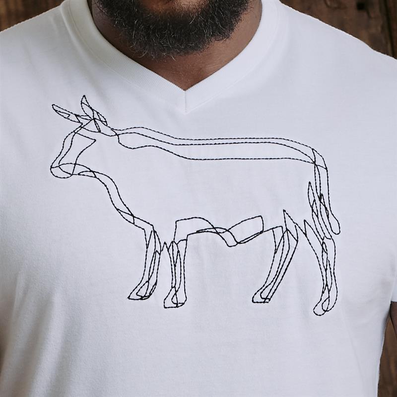 Kingsley Nguni Tri Outline V-Neck Tee  - Pelican
