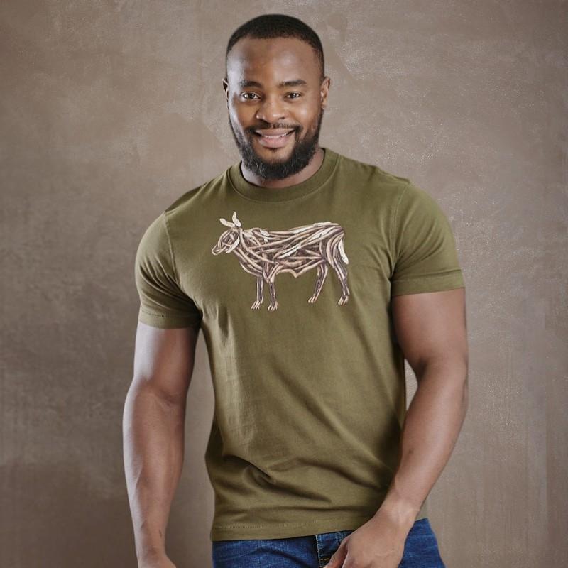Kingsley Nguni Drift Wood Crew Tee - Fatigue