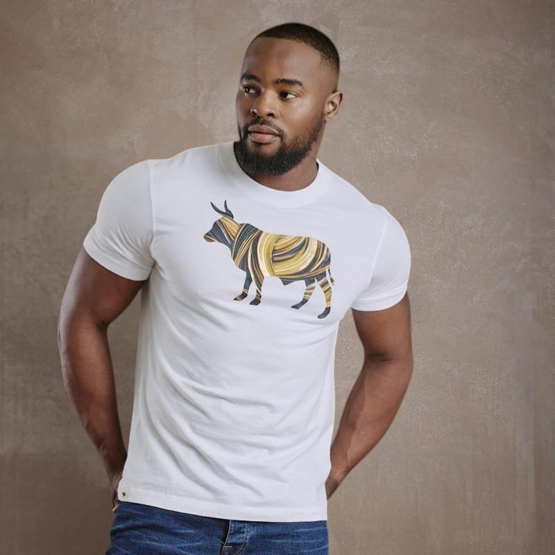 Kingsley Liquid Gold Infill Nguni Crew Tee - Pelican