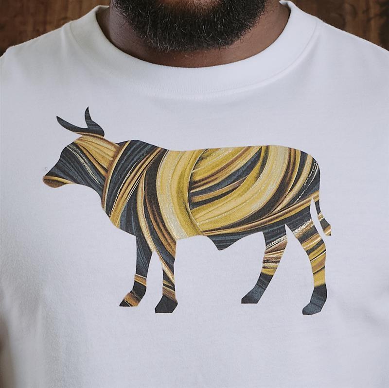 Kingsley Liquid Gold Infill Nguni Crew Tee - Pelican