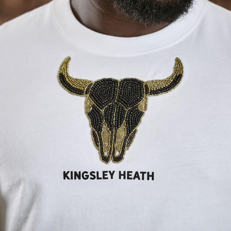 Kingsley Medium Beaded Nguni Crew Tee - Pelican