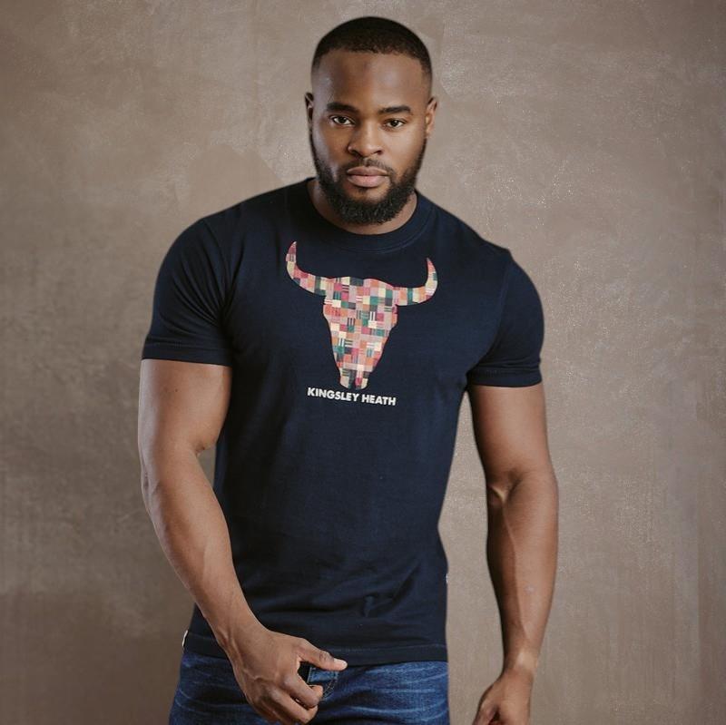 Kingsley Moroccan Nguni - Foil Bits Crew Tee - Midnight
