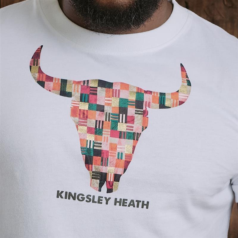Kingsley Moroccan Nguni - Foil Bits Crew Tee - Pelican