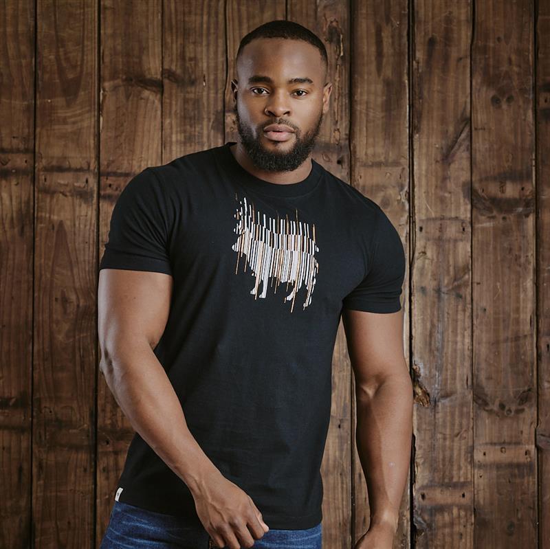 Kingsley 3 D Stacked Shutter Foil Nguni  Crew Tee - Mamba