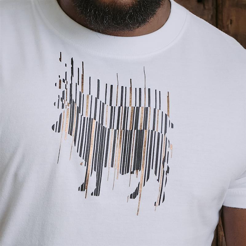 Kingsley 3 D Stacked Shutter Foil Nguni Crew Tee - Pelican
