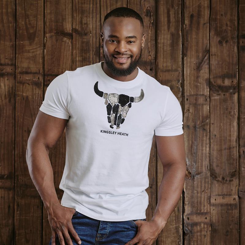 Kingsley Skull Segmented Bead Crew Tee - Pelican