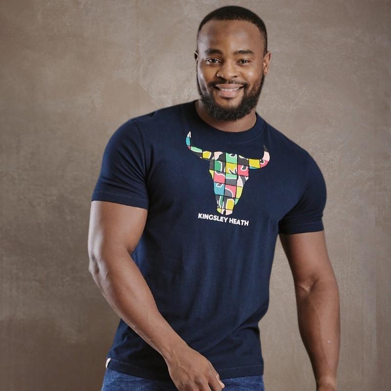 Kingsley Nguni Elements Infill Skull Crew Tee - Midnight
