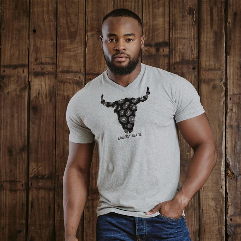 Kingsley Coral Towelling Skull V-Neck Tee  - Vervet