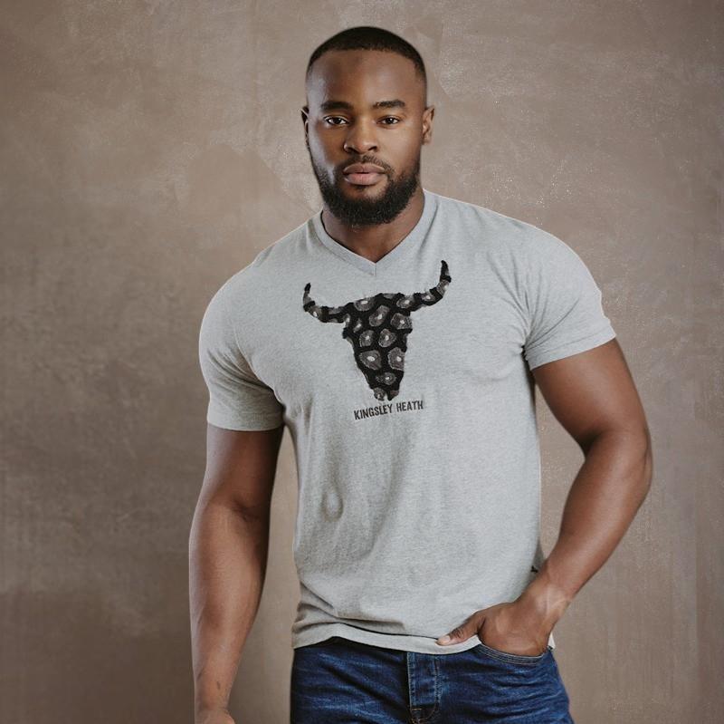 Kingsley Coral Towelling Skull V-Neck Tee  - Vervet