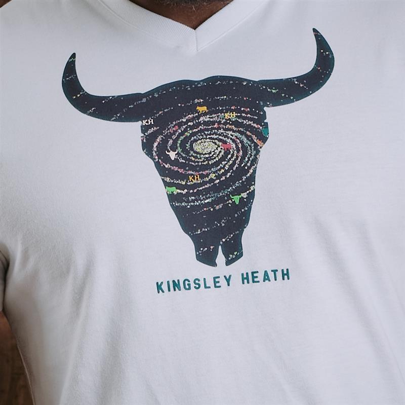 Kingsley Galaxy Skull V-Neck Tee - Pelican