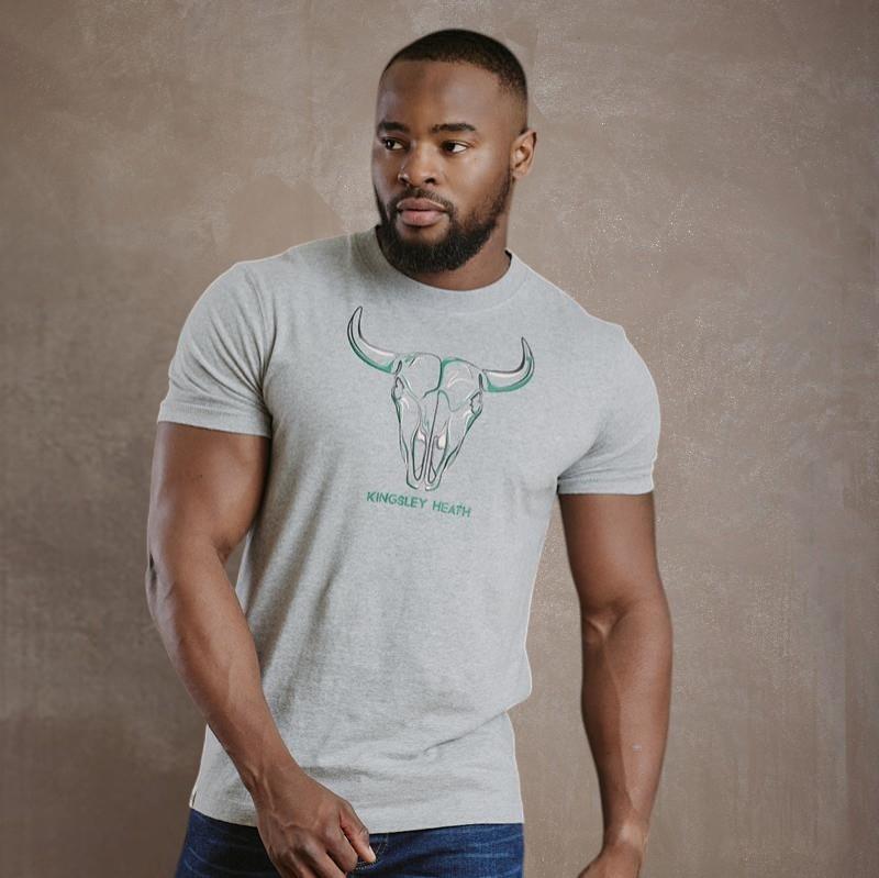 Kingsley Linear Colour Skull Crew Tee - Vervet