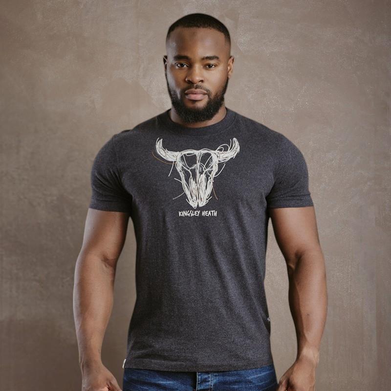 Kingsley Doodle Skull (1655)Crew Tee - Gravel