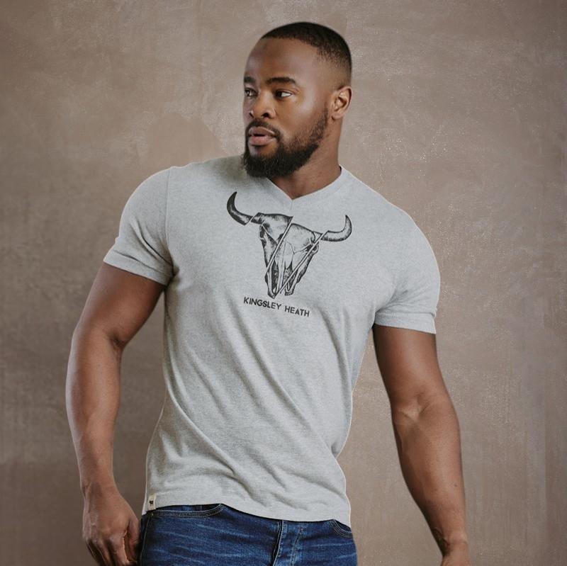 Kingsley Fragmented Skull 1837 V-Neck Tee - Vervet