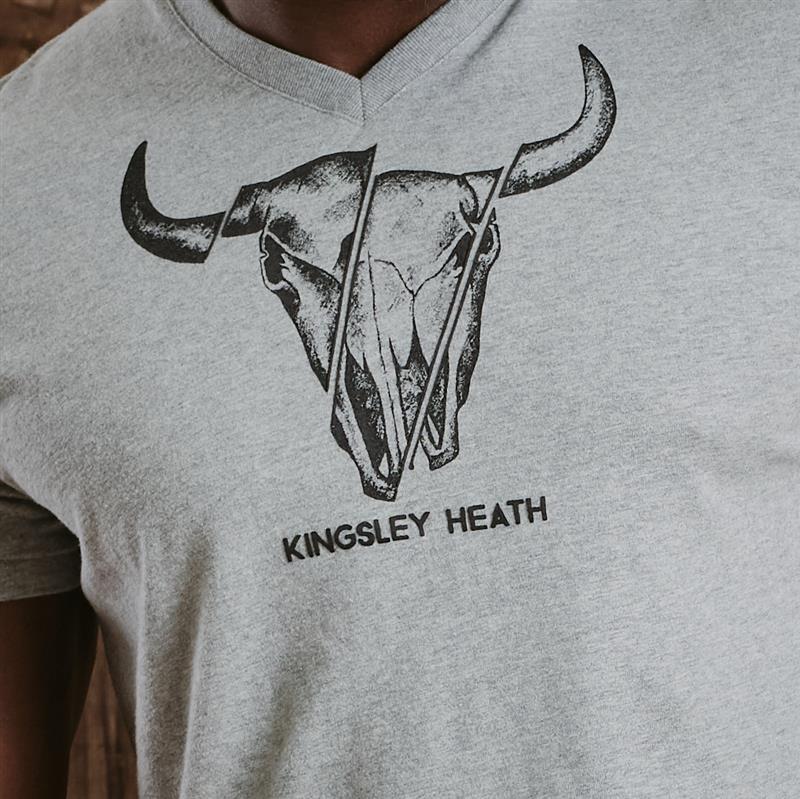 Kingsley Fragmented Skull 1837 V-Neck Tee - Vervet