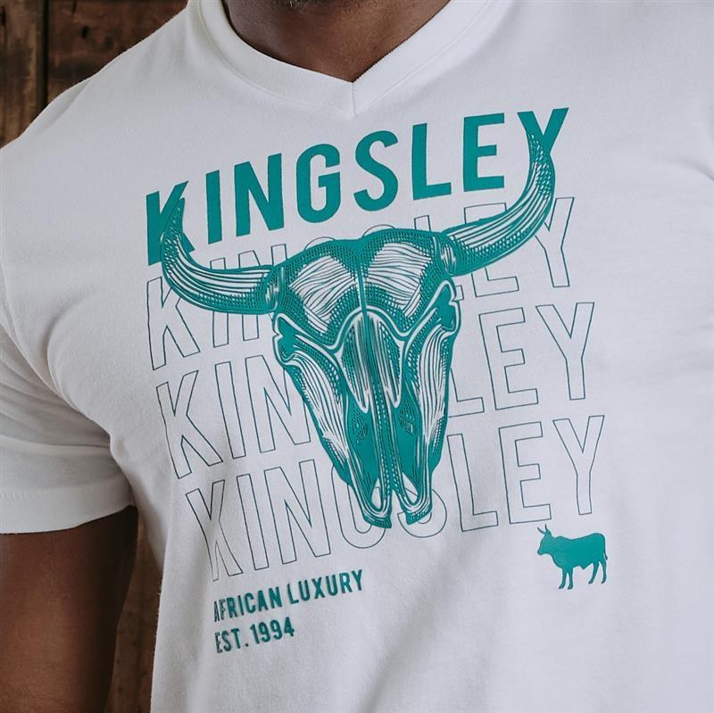 Kingsley Stacked Skull - Wave Ref V-Neck Tee  - Pelican