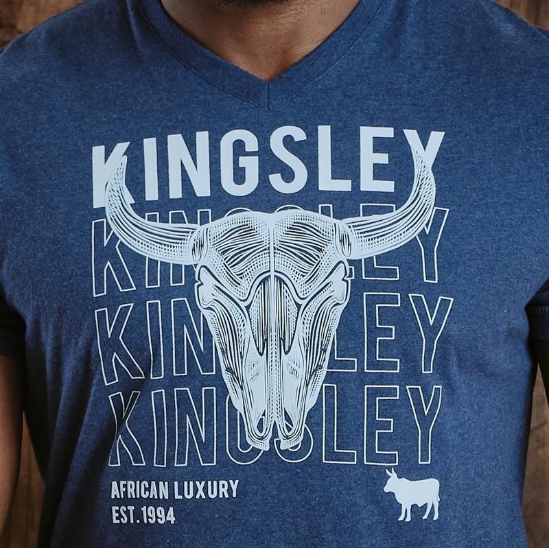 Kingsley Stacked Skull - Wave Ref V-Neck Tee  - Monarch