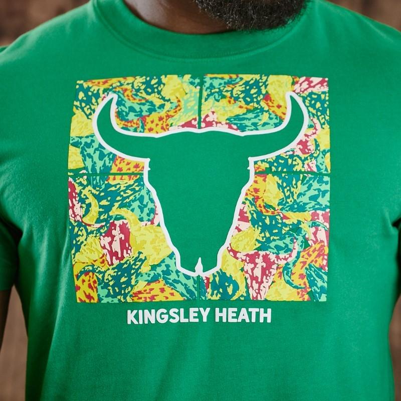 Kingsley Outline Floral Skull Crew Tee - Forest