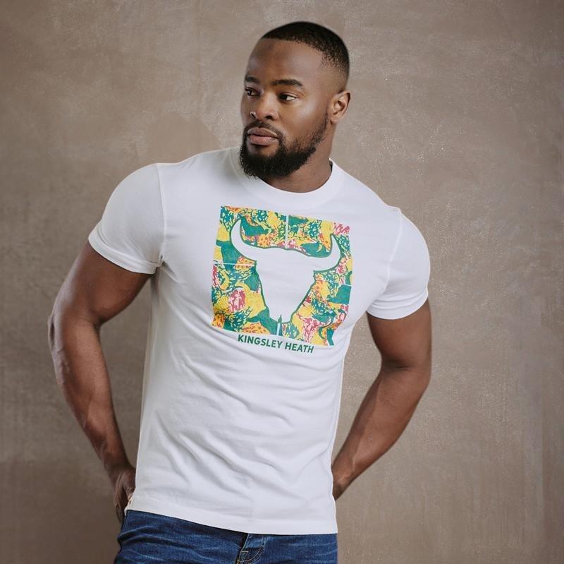 Kingsley Outline Floral Skull Crew Tee - Pelican
