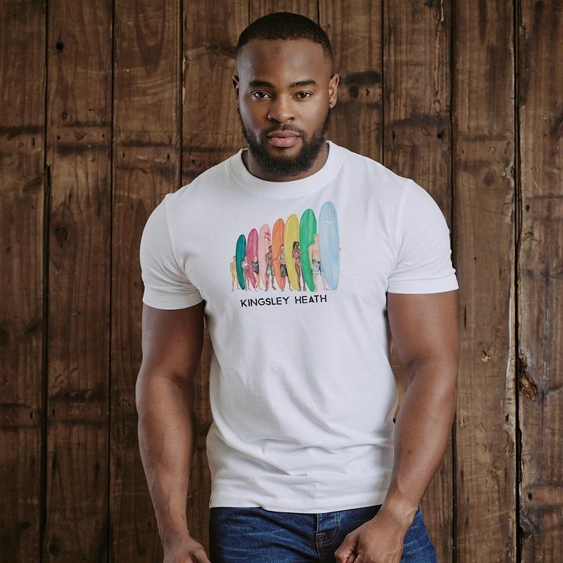 Kingsley Long Board Line up Crew Tee - Pelican