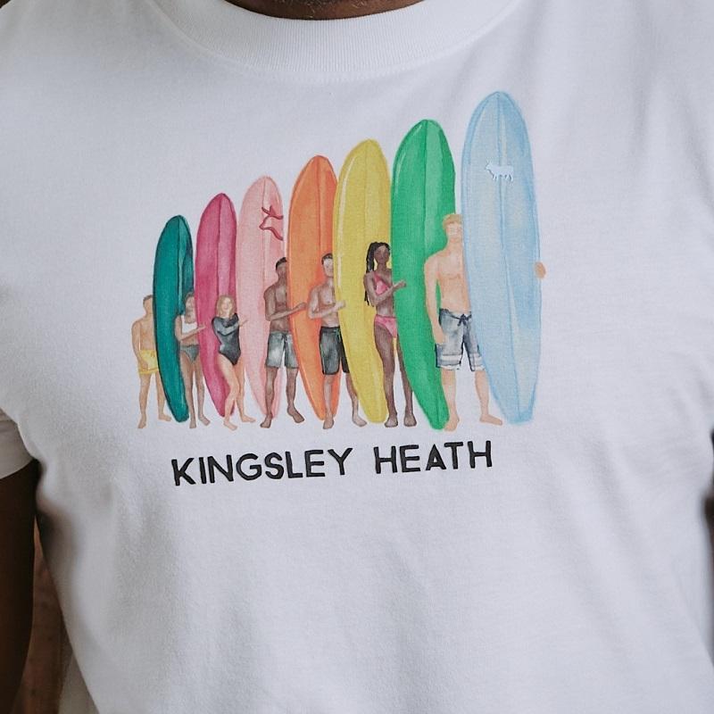 Kingsley Long Board Line up Crew Tee - Pelican