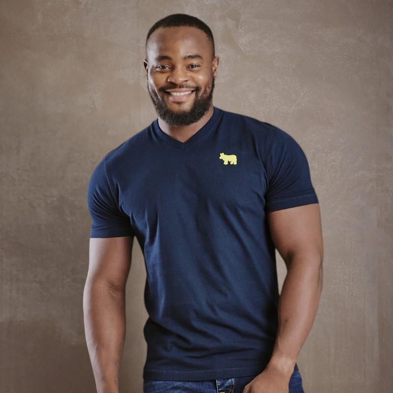 Perf Pop Nguni  V-Neck Tee - Midnight