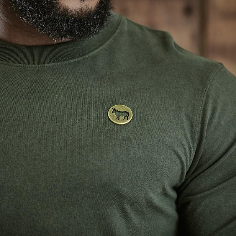 Kingsley Positive Nguni Metal Badge Crew Tee - Fatigue