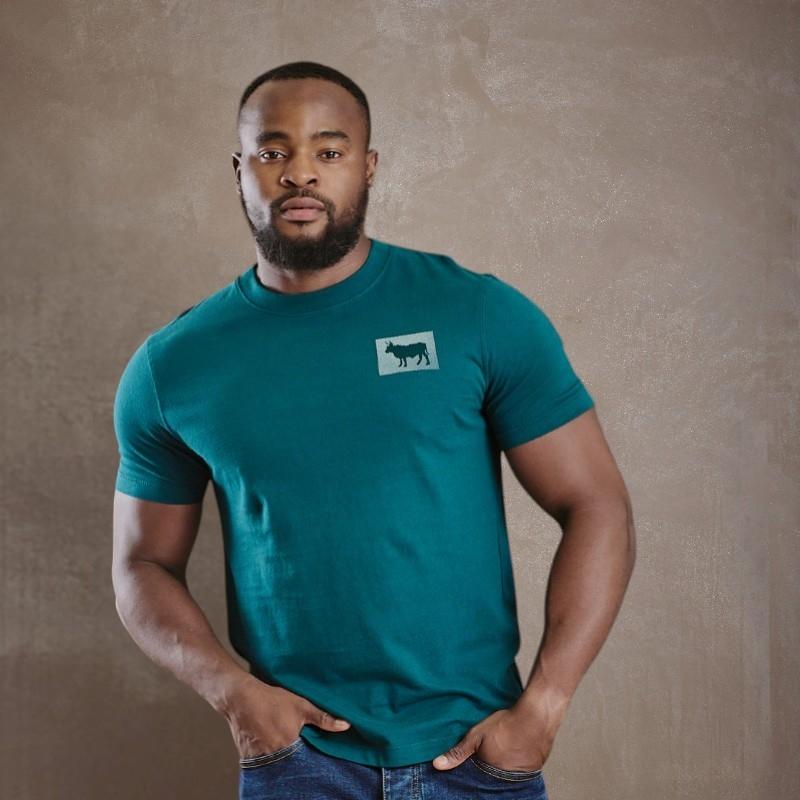 Soft Brush Nguni Crew Tee - Teal