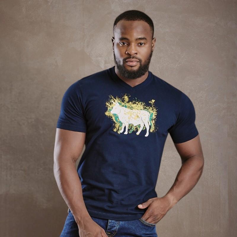 Paint Splosh Nguni V-Neck Tee - Midnight