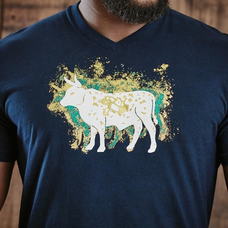 Paint Splosh Nguni V-Neck Tee - Midnight