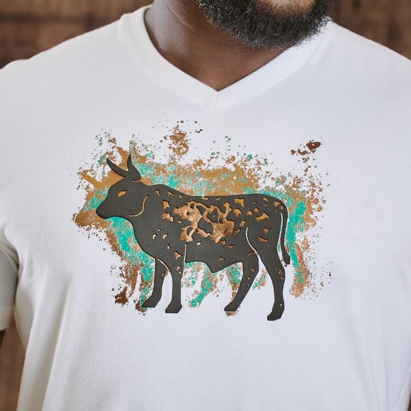 Paint Splosh Nguni V-Neck Tee - Pelican