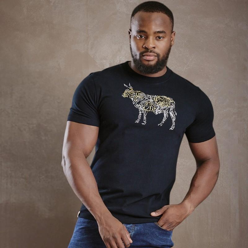 Safari Art Infill Nguni Crew Tee - Mamba