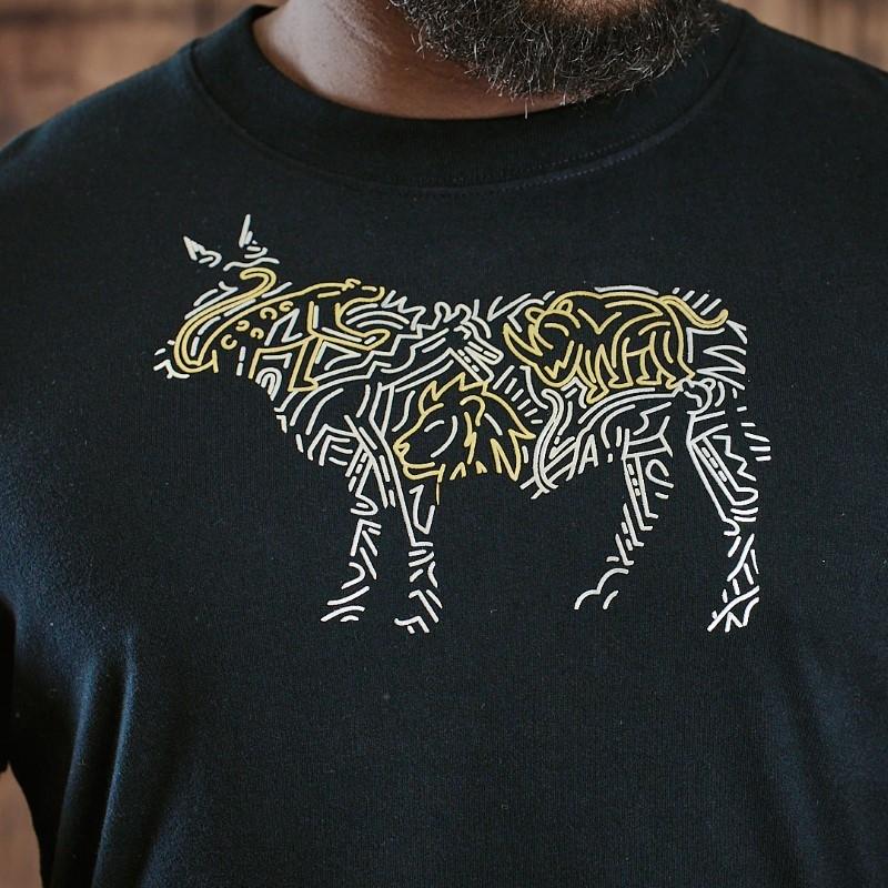 Safari Art Infill Nguni Crew Tee - Mamba
