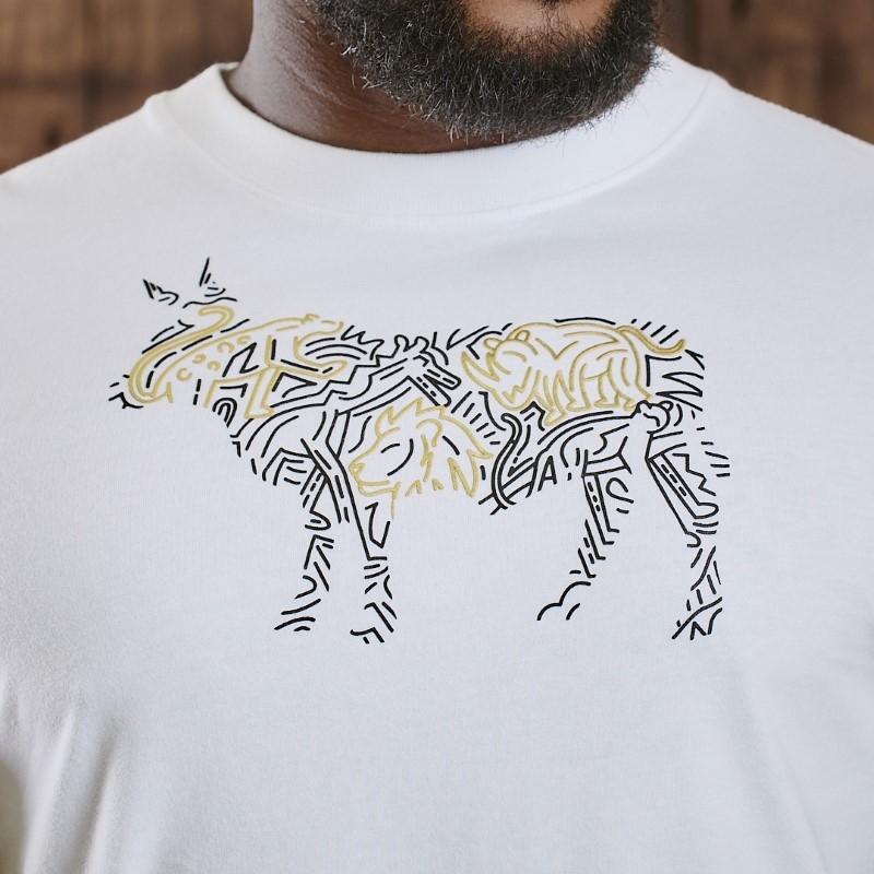 Safari Art Infill Nguni Crew Tee - Pelican