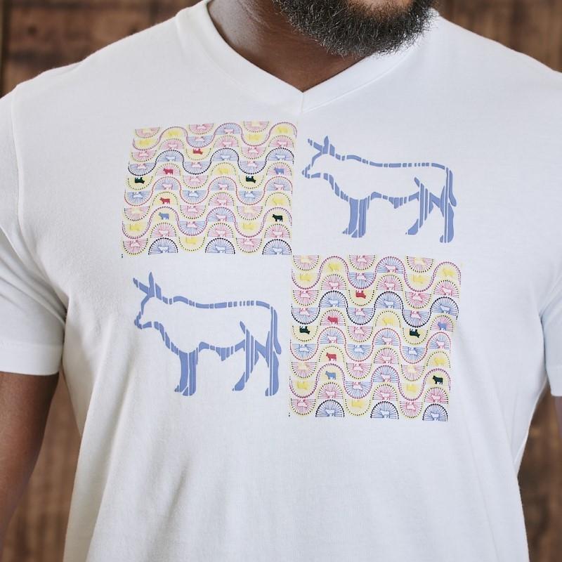 4 Block Nguni V-Neck Tee - Pelican