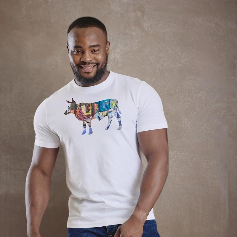 Sophiatown Nguni Infill Crew Tee - Pelican